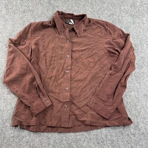 Spenser Jeremy Button Up Shirt XL Brown 100% Silk Long Sleeve Blouse Womens